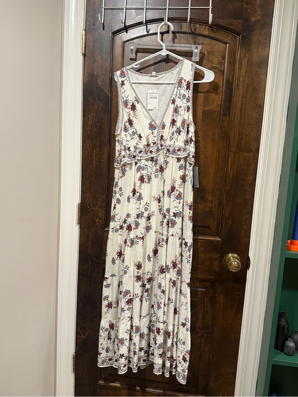 NEW WITH TAGSWomen’s Cream Floral Maxi Dress - Sleeveless V-Neck - Picture 1 of 3